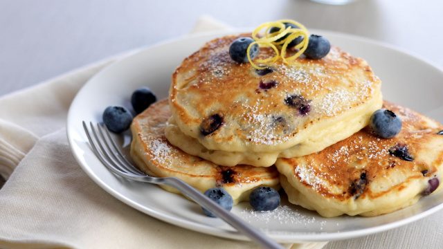 Recept voor blauwe bes pannenkoeken, blueberry pancakes